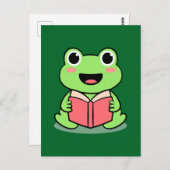 Cute Frog Reading Book Kawaii Briefkaart (Voorkant / Achterkant)