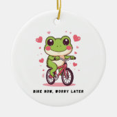 Cute Frog Riding Bicycle | Funny Frog Lover Gift Keramisch Ornament (Voorkant)