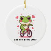 Cute Frog Riding Bicycle | Funny Frog Lover Gift Keramisch Ornament (Achterkant)