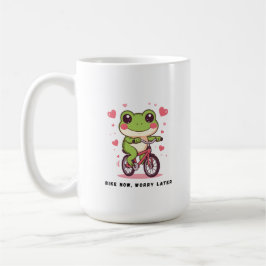 Cute Frog Riding Bicycle | Funny Frog Lover Gift Koffiemok