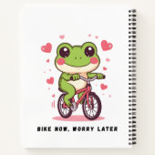 Cute Frog Riding Bicycle | Funny Frog Lover Gift Notitieboek (Achterkant)