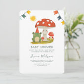 Cute Frog Rood hoed paddenstoelCute Baby Shower Kaart (Staand voorkant)