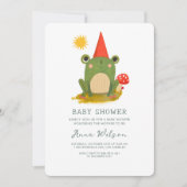 Cute Frog Sage Green Cute Baby shower Invitation (Devant)