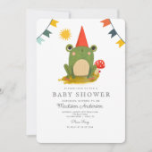 Cute Frog Sage Green Cute Baby shower Invitation (Devant)