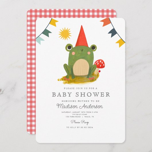 Cute Frog Sage Green Cute Baby shower Invitation