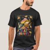 Cute Frog speelt Banjo op paddenstoel Hippie Blijf T-shirt (Voorkant)
