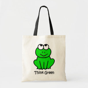 Cute Frog Think Green Canvas tas