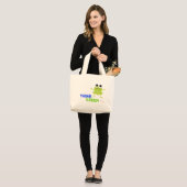 Cute Frog "Think Green"-Canvas tas (Voorkant (model))