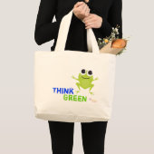 Cute Frog "Think Green"-Canvas tas (Voorkant (product))