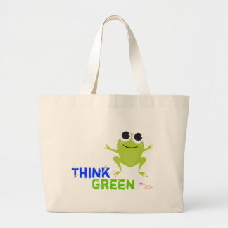 Cute Frog "Think Green"-Canvas tas