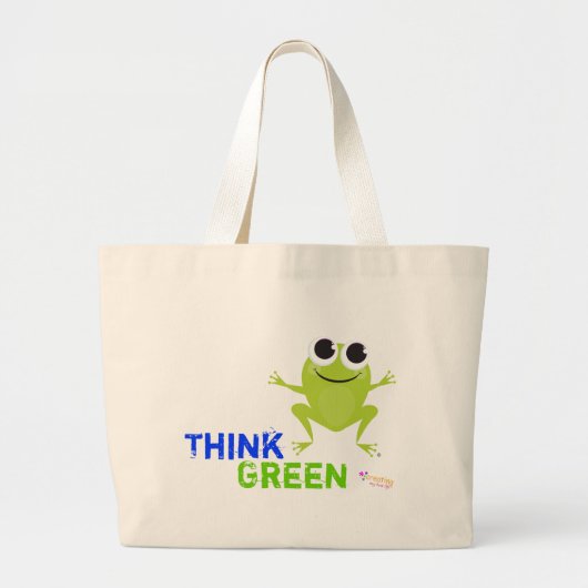 Cute Frog "Think Green"-Canvas tas (Voorkant)