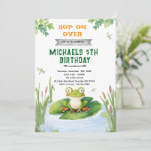 Cute frog toad birthday party invitation (Debout devant)