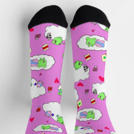 Cute Frog valentine Date Crew Socks Sokken