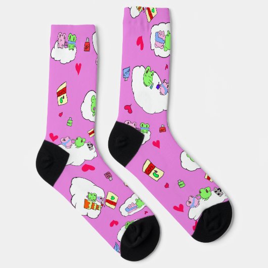 Cute Frog valentine Date Crew Socks Sokken (Rechts)