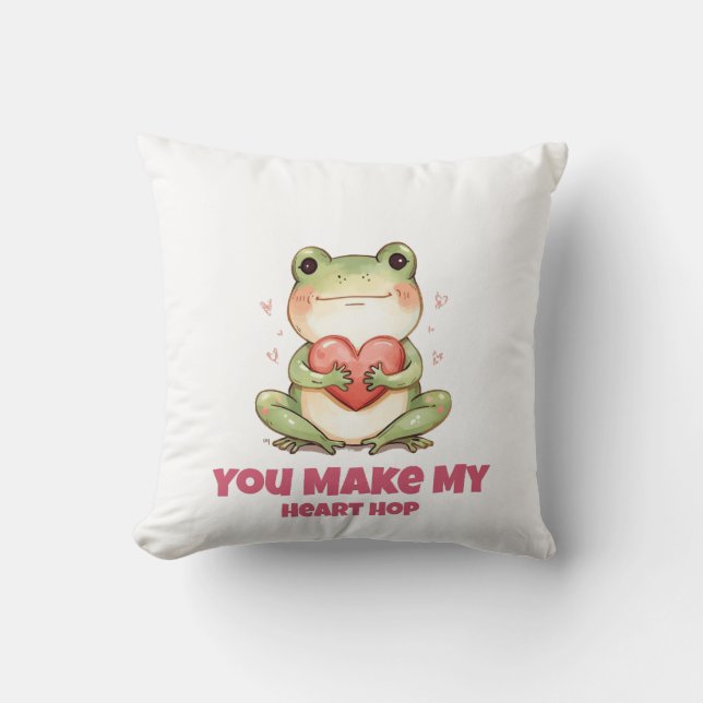 Cute Frog Valentine Tee Kussen (Voorkant)