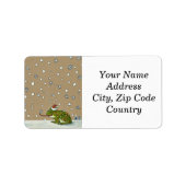 Cute Frog vangt snowflake met tong Etiket (Voorkant)
