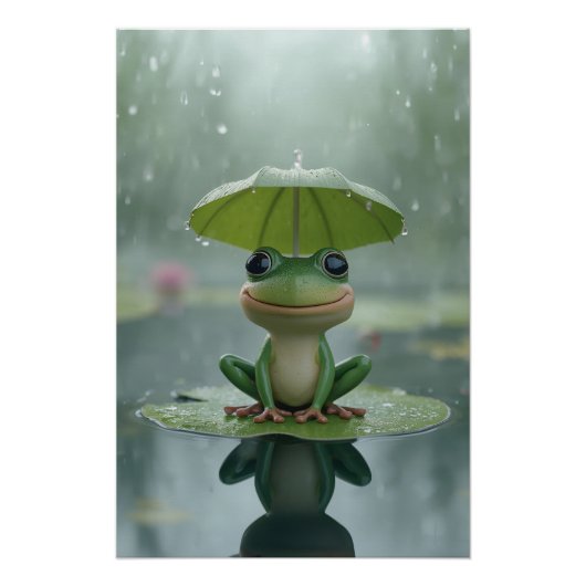 Cute Frog Wall Art for Kids – Adorable Frog Poster (Devant)