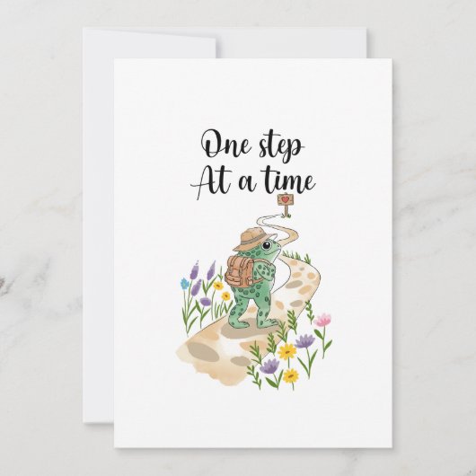 Cute Frog with Backpack One Step at a Time Kaart (Voorkant)