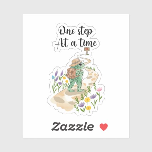 Cute Frog with Backpack One Step at a Time  Sticker (Vel)