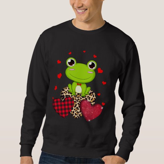 Cute Frog With Leopard Red Plaid Heart  Ideas Trui (Voorkant)