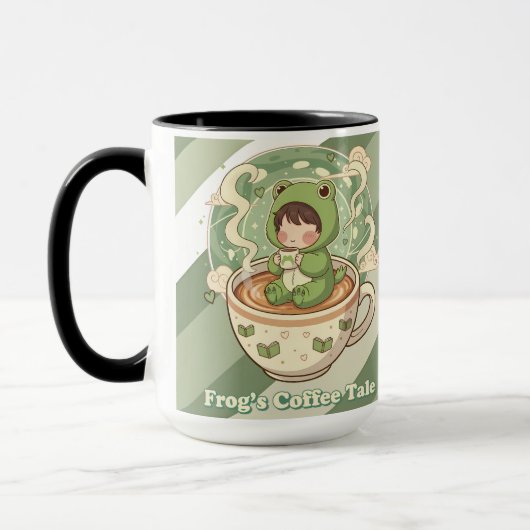 Cute Froggy Coffee Tale Design Mok (Links)