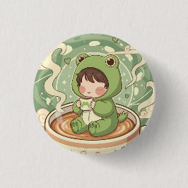 Cute Froggy Coffee Tale Design Ronde Button 3,2 Cm