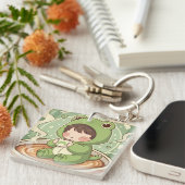 Cute Froggy Coffee Tale Design Sleutelhanger (Voorkant Rechts)
