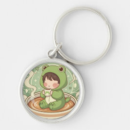 Cute Froggy Coffee Tale Design Sleutelhanger