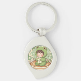 Cute Froggy Coffee Tale Design Sleutelhanger