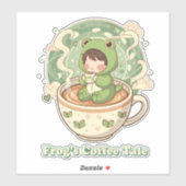Cute Froggy Coffee Tale Design Sticker (Vel)