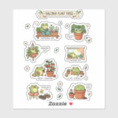 Cute Frogs Balcony Plants Sticker Sheet (Vel)