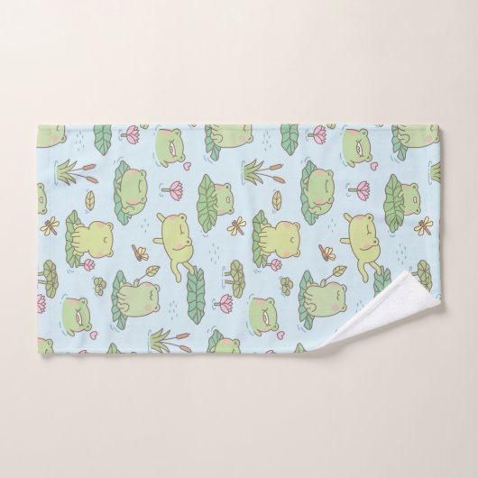 Cute Frogs Dragonflies Pattern Kinder Personalized Bad Handdoek (Handdoek)