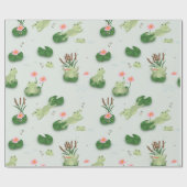 Cute Frogs in Lily Pond Cadeaupapier (Vlak)