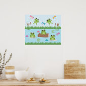 Cute Frogs in Pond Poster (Keuken)