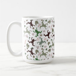 Cute Frogs Nature Floral Pattern Koffiemok