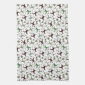 Cute Frogs Nature Floral Pattern Theedoek (Verticaal)