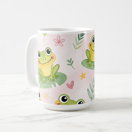 Cute frogs Pattern Koffiemok (Voorkant links)
