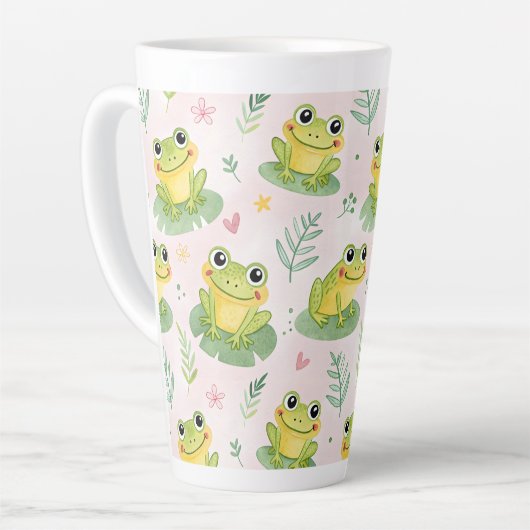 Cute frogs Pattern Latte Mok (Linkerhoek)