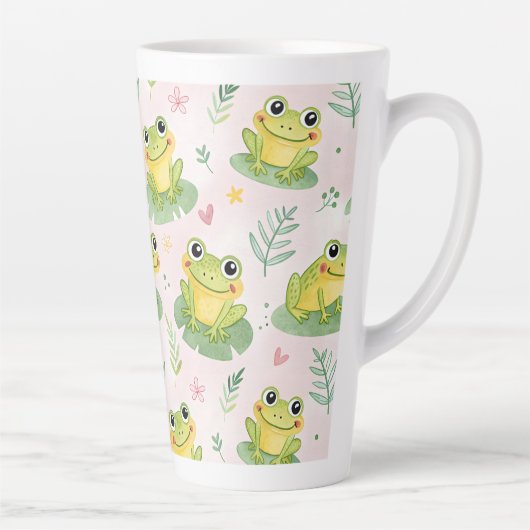 Cute frogs Pattern Latte Mok (Rechts)