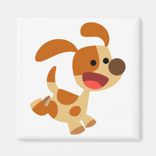 Cute Frolicking Cartoon Dog Magnet Magneet