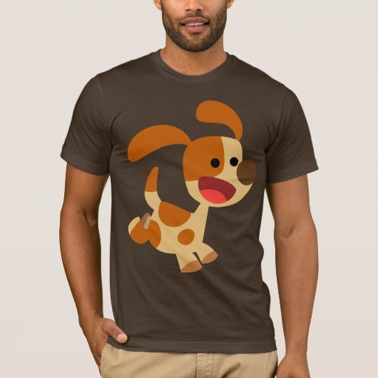Cute Frolicking Cartoon Dog T-Shirt (Voorkant)