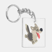 Cute Frolicsome Cartoon Wolf AcrylSleutelhanger Sleutelhanger (Voorkant Links)