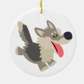 Cute Frolicsome Cartoon Wolf Ornament (Achterkant)