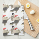 Cute Frolicsome Cartoon Wolf Serviette de cuisine (Quart Plié)