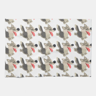 Cute Frolicsome Cartoon Wolf Serviette de cuisine