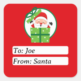 Cute From Santa Claus Green Custom Christmas  Vierkante Sticker