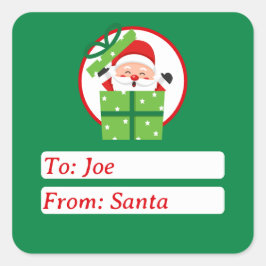 Cute From Santa Claus Green Custom Christmas  Vierkante Sticker
