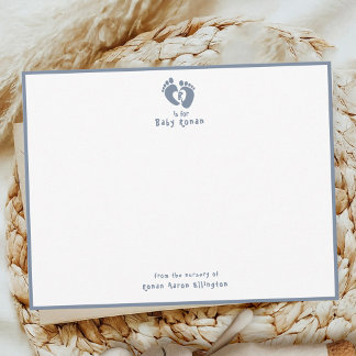 Cute From The Nursery of Blue Monogram Notitiekaartje