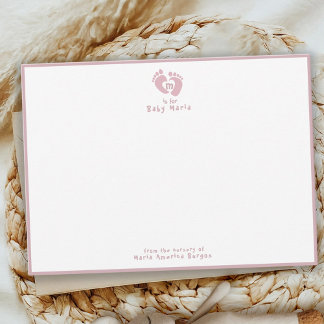 Cute From The Nursery of Pink Monogram Notitiekaartje