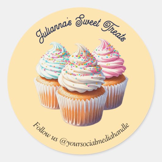 Cute Frosted Cupcake Bakery Ronde Sticker (Voorkant)